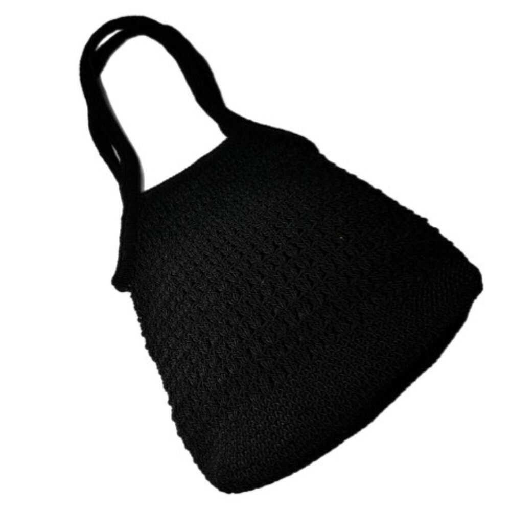Kathie Lee Collection Crochet Small Handbag Mini Bag Black